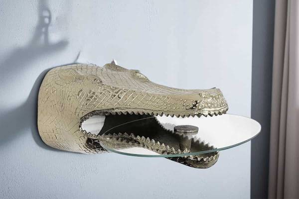 Hängetisch WILDLIFE CROCODILE Silber - Glas - Metall - 46 x 24 x 61 cm