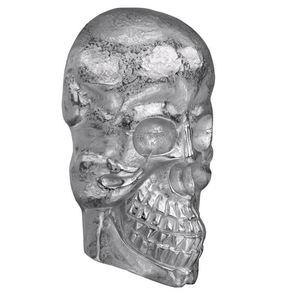 Deko Skull Wandskulptur Silber 42x30cm Silber - Samt - 3 x 42 x 30 cm