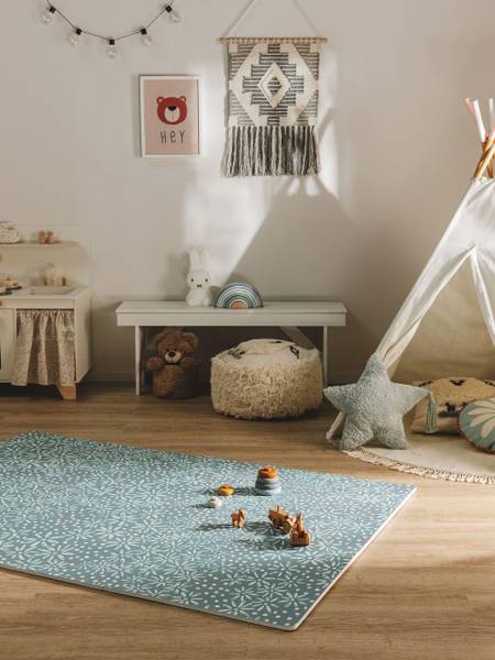 Speelmat Daisy blauw - natuurvezel - 120 x 1 x 180 cm