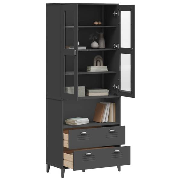 Highboard DE1130 Grau - Massivholz - 80 x 200 x 40 cm