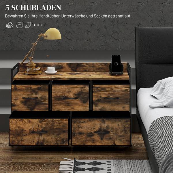 Kommode 831-755V00RB Braun - Holzwerkstoff - 29 x 63 x 98 cm