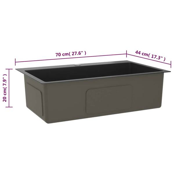 Küchenspüle 3007882 Schwarz - Edelstahl - 44 x 20 x 70 cm