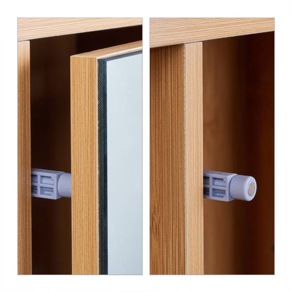 Badkamer spiegelkast met vakken bruin - bamboe - plaatmateriaal op houtbasis - glas - 55 x 45 x 20 cm