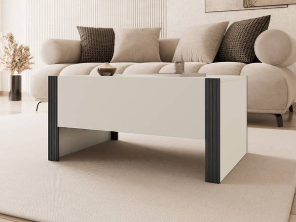 Couchtisch Tore Beige - Schwarz - Holzwerkstoff - 104 x 50 x 72 cm