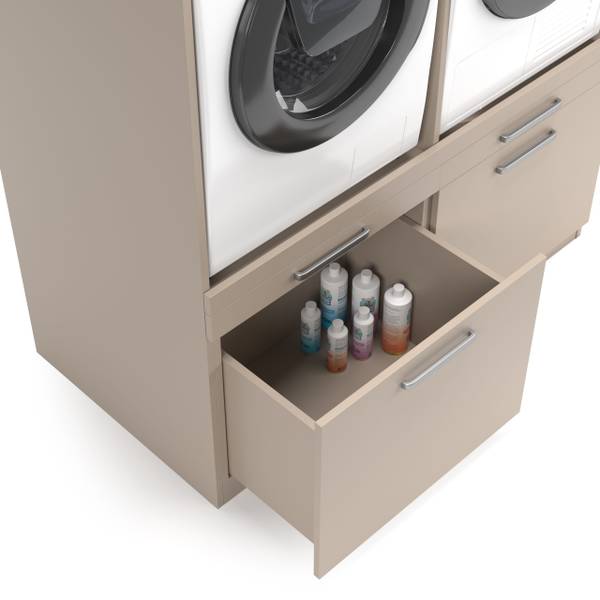 Waschmaschinen schrank Brugge Grau - Holzwerkstoff - 133 x 211 x 70 cm