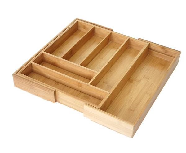 Besteckkasten B20 ausziehbar Braun - Bambus - 58 x 6 x 45 cm