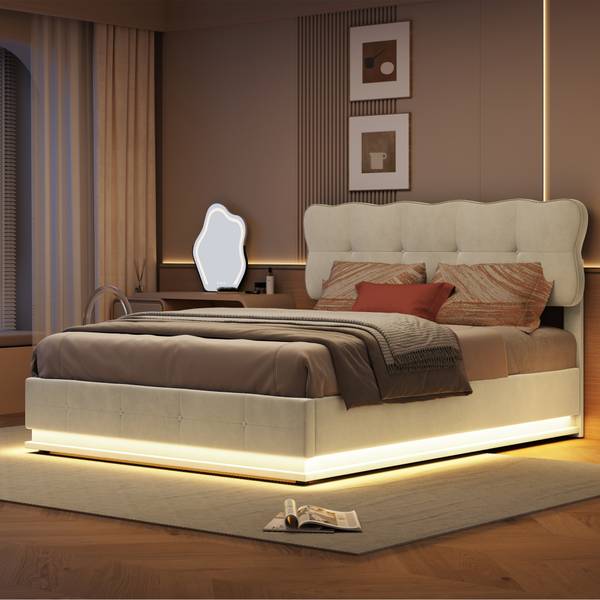 Polsterbett Boxspringbett HYF04 Beige - Metall - Massivholz - 144 x 113 x 195 cm