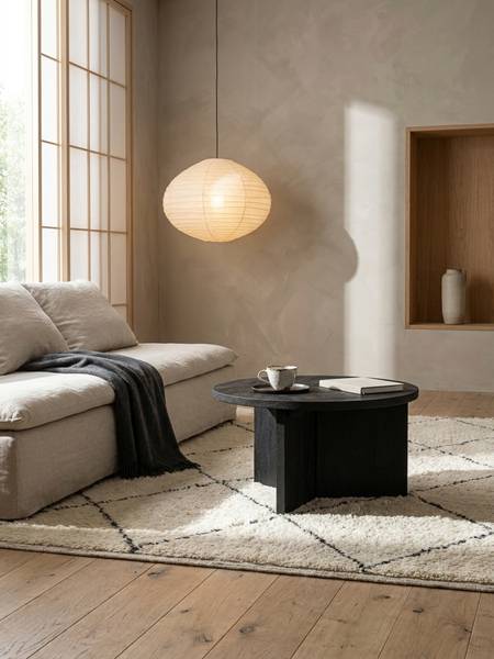 Couchtisch ELORN mit Dreibeingestell Schwarz - Mango - 60 x 33 x 60 cm