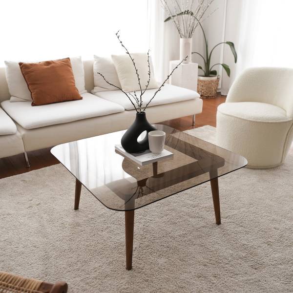 Salontafel Smart glas/massief grenenhout - grenenhout