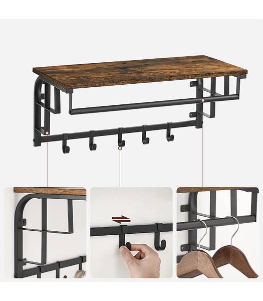 Wandgarderobe 100707 Braun - Stahl - 74 x 37 x 7 cm