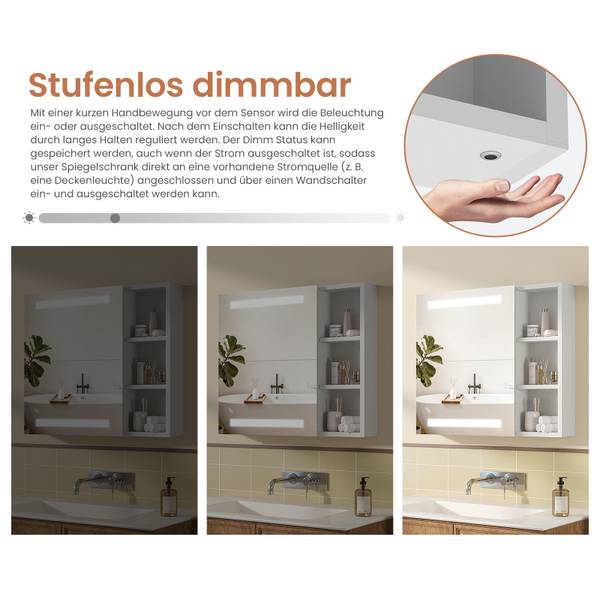 Spiegelschrank NIMES Silber - Glas - 70 x 60 x 13 cm