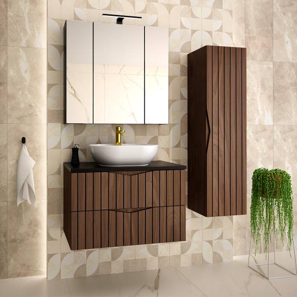 Waschtischunterschrank Siena Braun - Holzwerkstoff - 81 x 53 x 47 cm