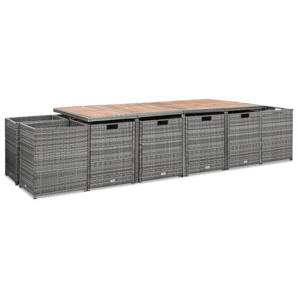 Ensemble à dîner 3012316-3 (lot de 13) Gris - Polyester - Polyéthylène - 109 x 74 x 224 cm