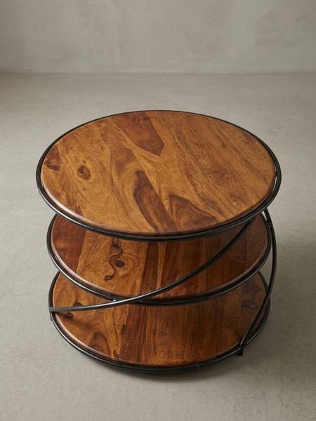 Couchtisch BAKONY mit drei Ablagen Braun - Sheesham - 58 x 40 x 58 cm