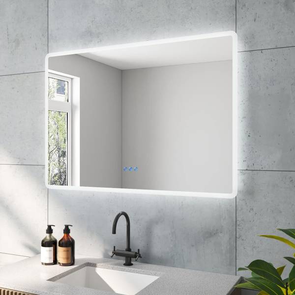 Spiegel mit Beleuchtung Silber - Glas - 100 x 70 x 5 cm