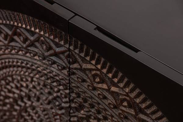 Highboard MANDALA Schwarz - Mango - 100 x 120 x 38 cm