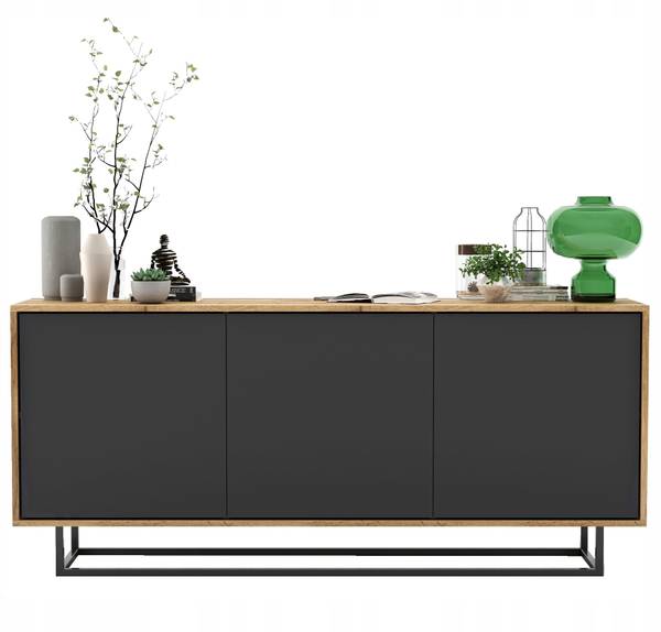 Sideboard APOLLO Loft Graphit - Eiche Wotan Dekor