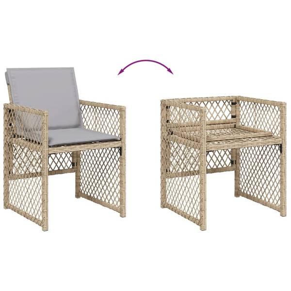 Salle à manger 3033275-5 lot de 17 Beige - Gris - Polyrotin - 106 x 73 x 330 cm