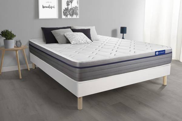 Bettgestell und Matratze Actimemo zen - Weiß - Massivholz - 120 x 55 x 195 cm