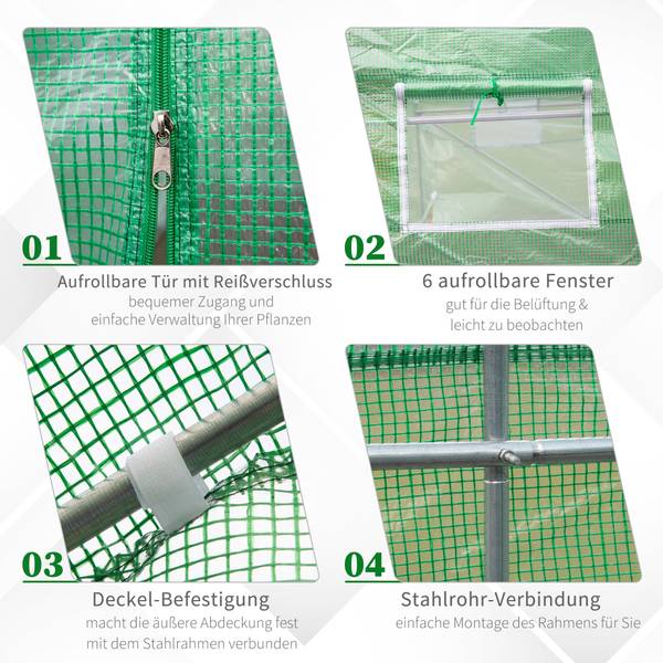 Gewächshaus BB4525 Grün - Metall - 190 x 200 x 445 cm