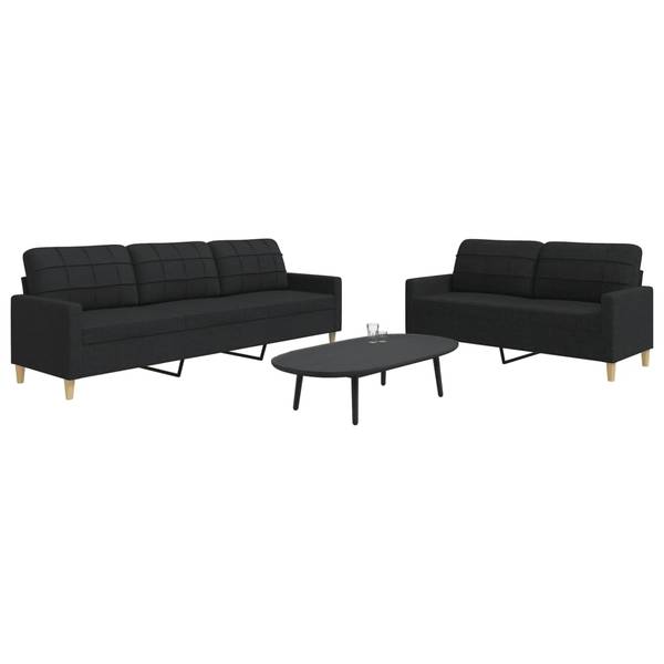 Sofagarnitur 3037818 2er Set Schwarz - Textil - 226 x 80 x 77 cm