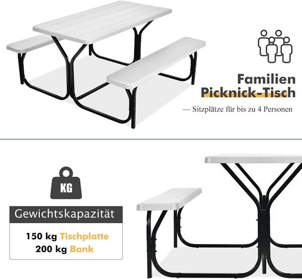 Bierzeltgarnitur OP3499 Weiß - Eisen