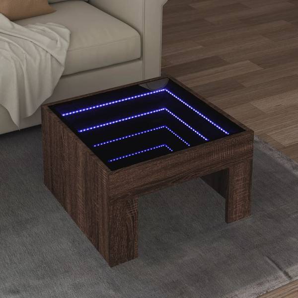 LED-Couchtisch XT7092 Eiche Dunkel Dekor - 50 x 50 cm
