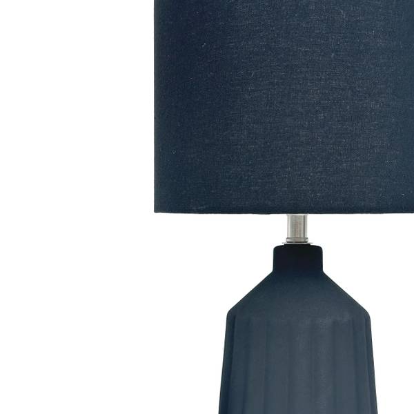 Tischlampe mit Keramiksockel Schwarz - Leinen - Eisen - 23 x 42 x 23 cm