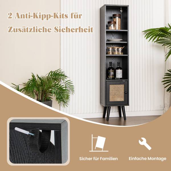 Hochschrank 59301476 Schwarz - Massivholz - 30 x 137 x 30 cm