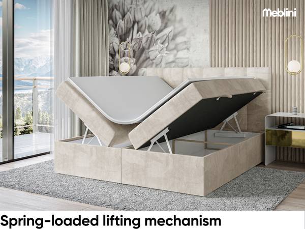 Boxspringbett Raco Creme - H3 - Liegefläche Breite: 180 cm