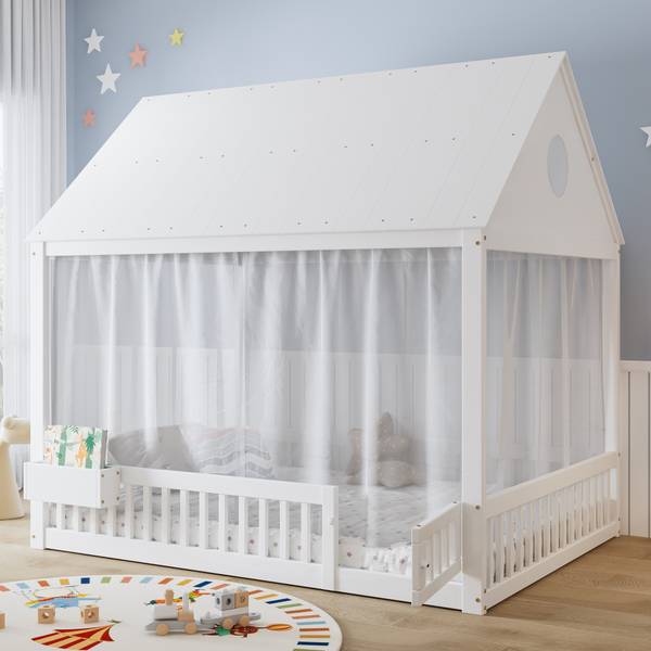 Kinderbett LucySafe Ⅰ Weiß - Holzwerkstoff - 151 x 183 x 207 cm