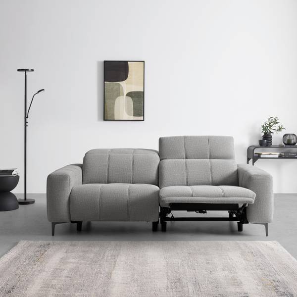 2,5-Sitzer ALVARO Grau - Metall - Kunststoff - Textil - Holz teilmassiv - 220 x 79 x 109 cm