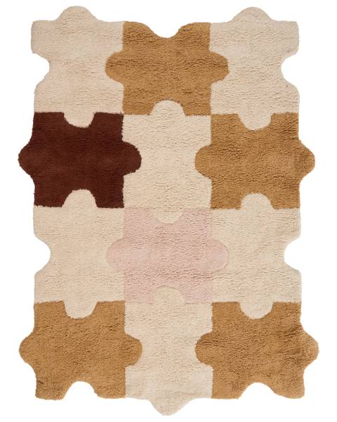 Teppich JIGSAW Beige - Braun - Pink - Naturfaser - 90 x 120 cm