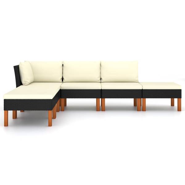 Garten-Sofa-Set 3009634-3 6-teilig Schwarz - Polyester - Eukalyptus - Stahl - 61 x 67 x 65 cm