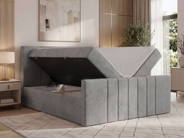 Boxspringbett INERO DUO Hellgrau - H3 - Viscoschaum - Polyester - Samt - Liegefläche Breite: 180 cm