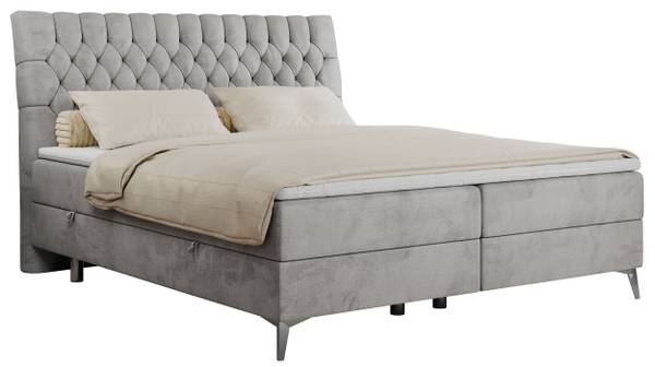 Boxspringbett MILEN Silber / Grau - Silbergrau - Breite: 200 cm - H3