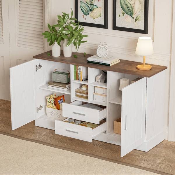 Sideboard-BB3042 Weiß - Holzwerkstoff - 140 x 80 x 40 cm