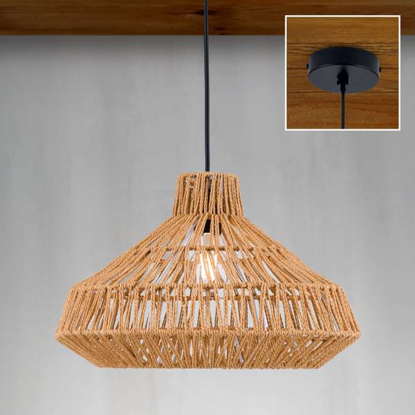 Hängeleuchte BASKET Beige - Rattan - 40 x 26 x 40 cm
