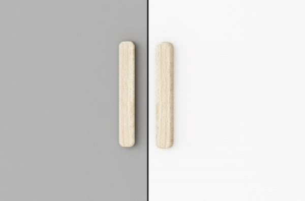Highboard POK Grau - Buche - 50 x 130 x 40 cm