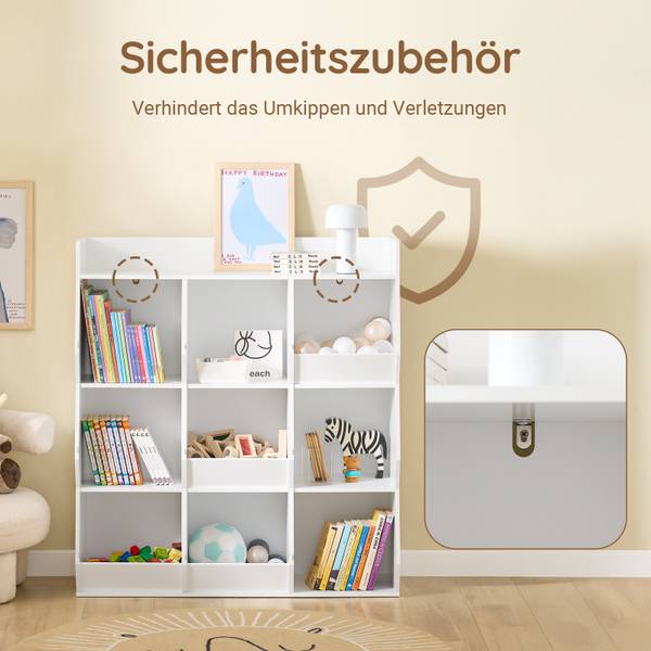 Kinderregal KMB120-W Weiß - Holzwerkstoff - 95 x 105 x 34 cm