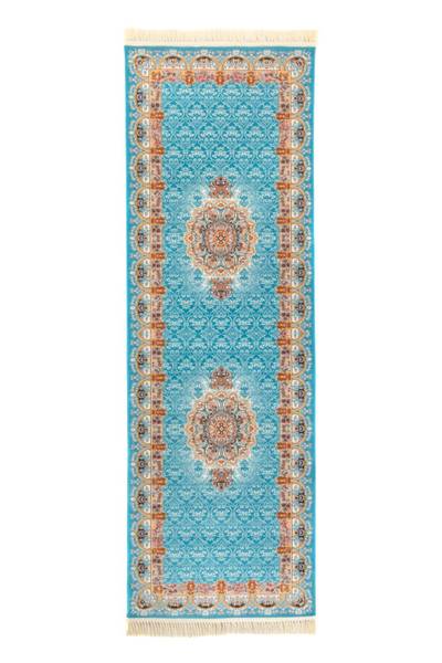 Orientteppich Ariel Blau - Naturfaser - 100 x 1 x 300 cm