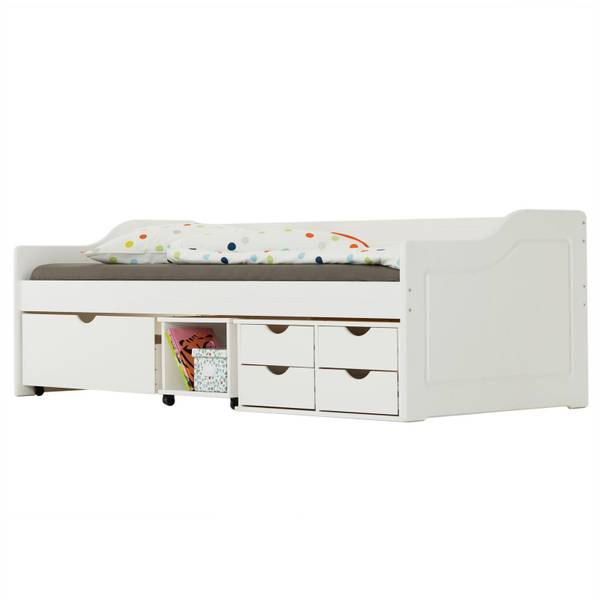 Sofabett SENTA 90x200 cm Weiß - Kiefer - 98 x 63 x 205 cm