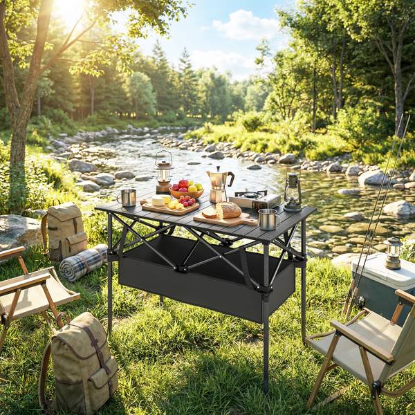 Campingtisch A20-619V00BK Schwarz - Metall - 55 x 68 x 93 cm
