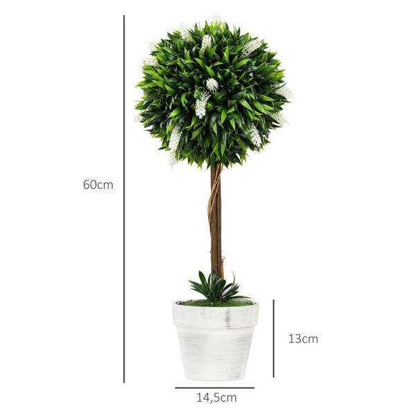 Künstliche Lavendel CD93 2er-Set Weiß - Kunststoff - 15 x 60 x 15 cm