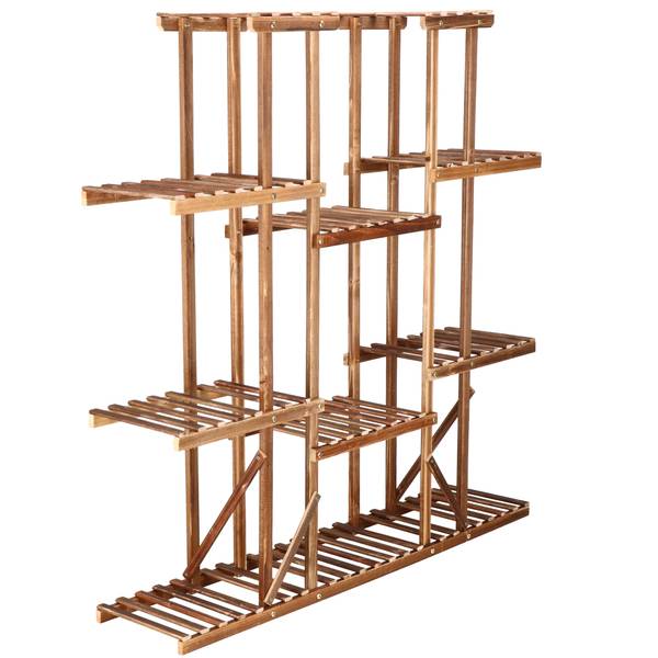 Holz Blumenständer - 9 regal Braun - Massivholz - 120 x 119 x 25 cm