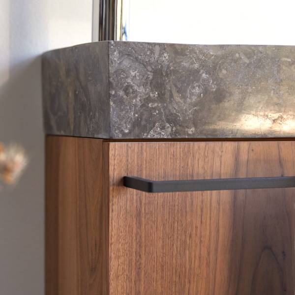 Badunterschrank Stelle Grau - Walnuss - 38 x 52 x 32 cm