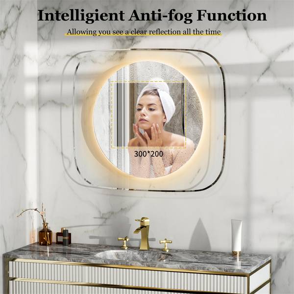 LED Spiegel mit Beleuchtung Touch Silber - Spiegelglas - 80 x 70 x 4 cm