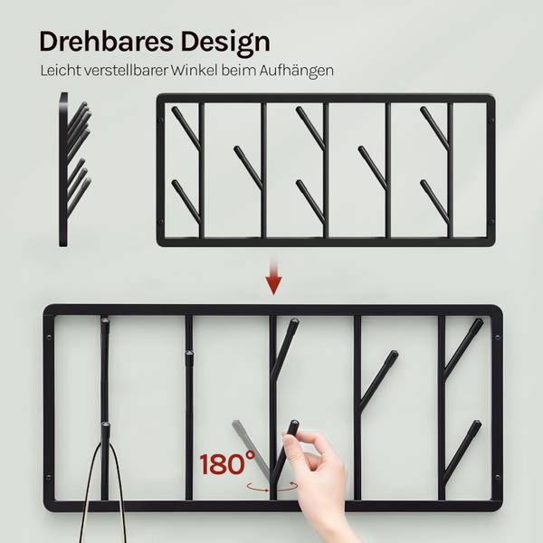 Wandgarderobe HN-001-14 Schwarz - Höhe: 27 cm
