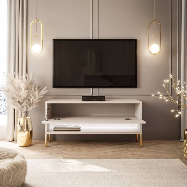 TV Schrank CALANTE Beige - Holzwerkstoff - 90 x 44 x 35 cm