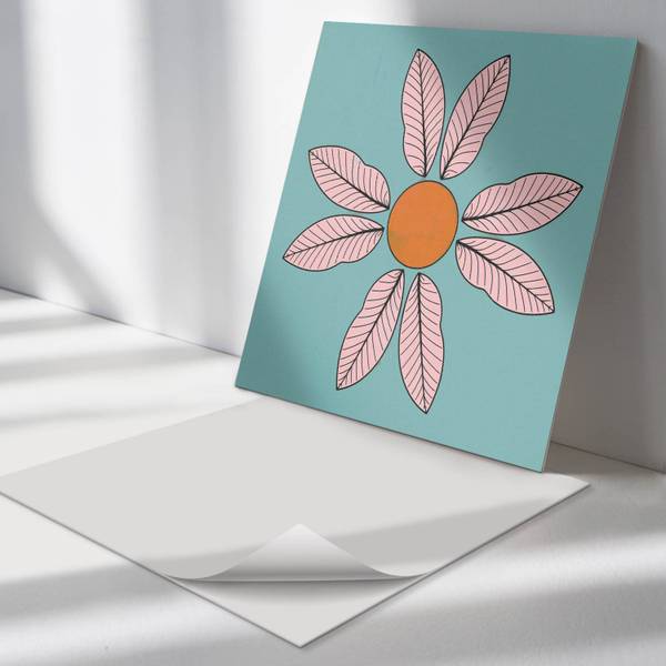 Fliesen Blume Sonne 4er Set 50 x 50 cm